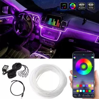 AutoPowerz Multicolor RGB Sound Active Car Dashboard Lighting Kit Ambient Lighting Kit – Wireless Bluetooth APP Control Car Fancy Lights (Multicolor)